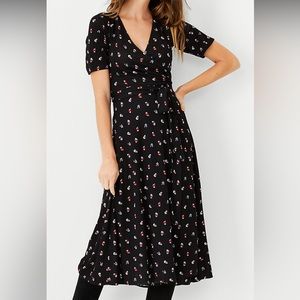 Ann Taylor black floral wrap dress - size 10